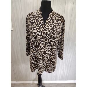 Women's Style And Co Leopard Print Top Size 2X Boho Stretchy Office Business